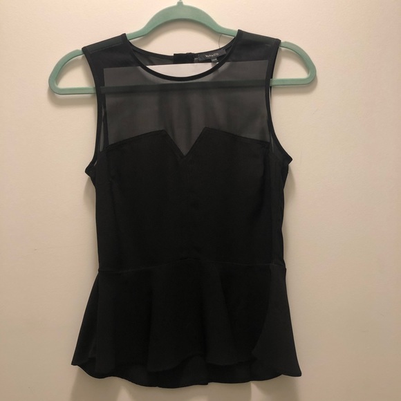 RW&Co. Black Hourglass Top with Mesh Chest - Picture 1 of 1